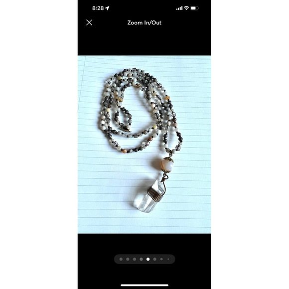 Jasper + Clear Quartz Boho Mala Necklace - Picture 2 of 8